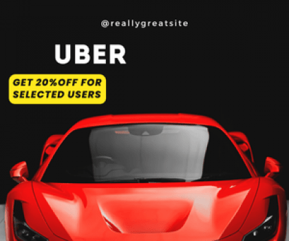 .Enjoy a 20% discount on Uber cab rides, exclusively available to selected users like you!