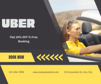 A special Uber Coupon code for a flat 30% discount on bookings, plus enjoy free booking benefits!