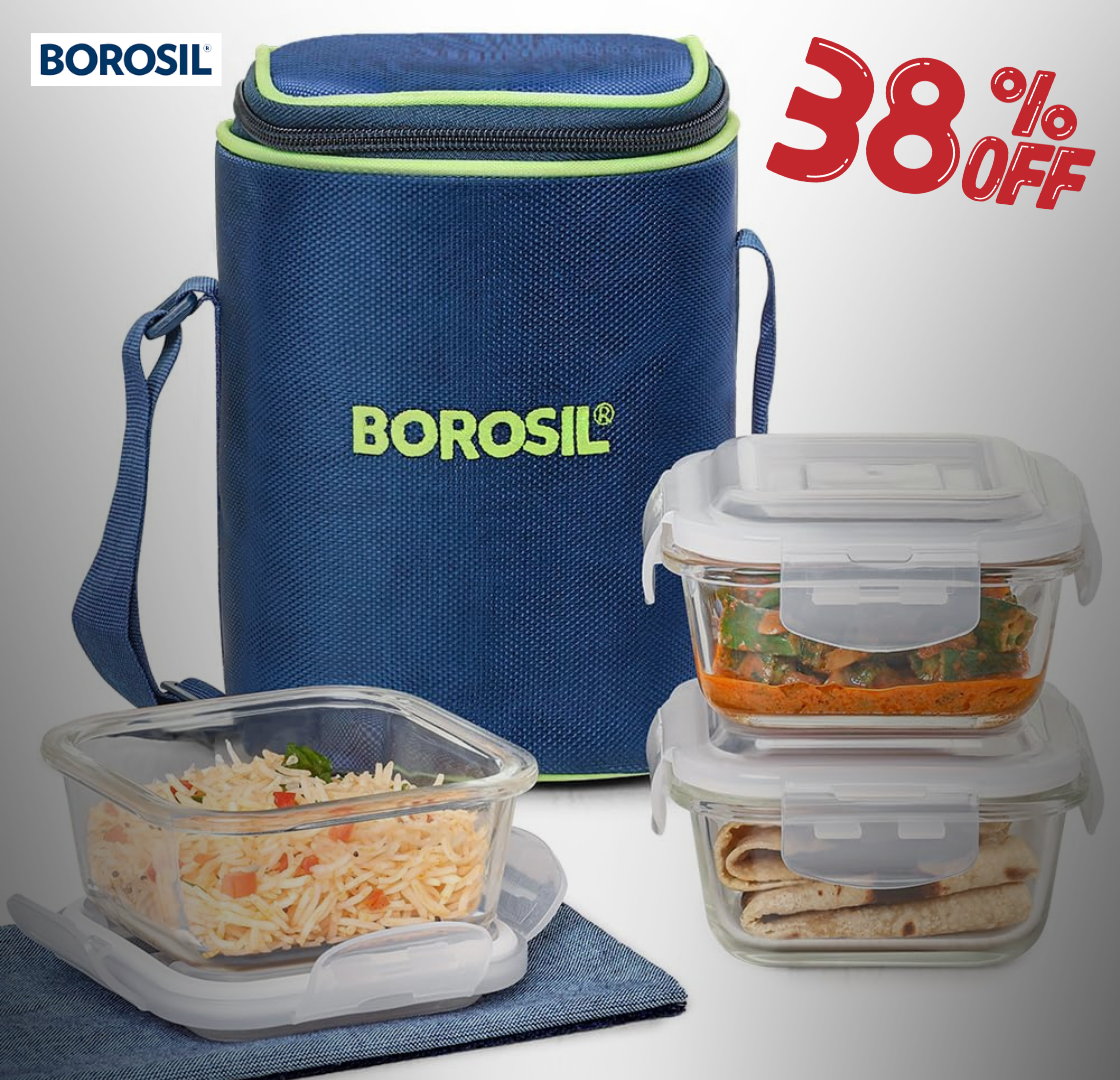 Borosil Klip Store Lunchbox with Bag.( upto 38% off ).