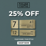 Personalize your space with elegant name plates β now at 25% off.