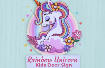 Get the adorable Rainbow Unicorn Kids Room Door Sign for โน1,199 only at Housenama.