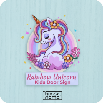 Get the adorable Rainbow Unicorn Kids Room Door Sign for โน1,199 only at Housenama.