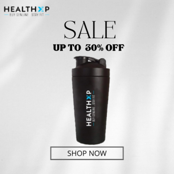 HealthXP Stainless Steel Shaker, Metallic Black ( 750ml )
