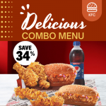 KFC Save 34% on new 2 Chicken longer, 2 Strips, 2 HC and a Pepsi PET