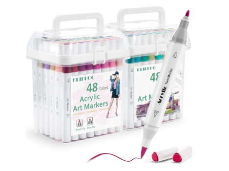 KLIFFOO 48 Colors Dual Tip Acrylic Paint Markers Set Upto 32% OFF Coupon Code & Updated Discount List On Amazon