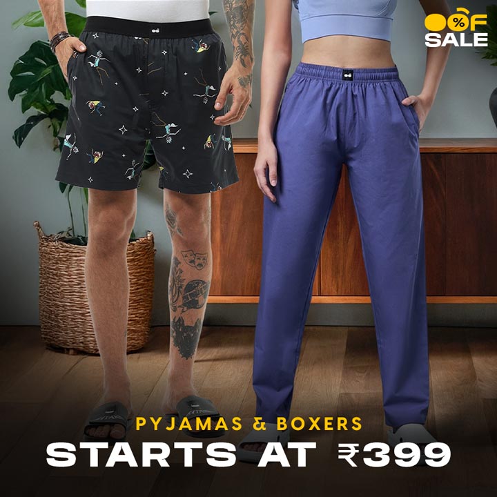 PYJAMAS & BOXERS STARTS AT Rs 399,bewakoof-deal-promocode-coupons-offers-vouchers-new-user