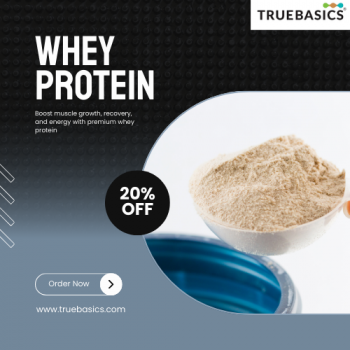 Clean whey concentrate vanilla flavour protein powder for muscle growth, recovery, and daily protein intake