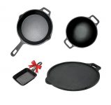 KnobON 7 Layer Pre-Seasoned Cast Iron Cookware Set + Free Mini Grill Pan Upto 25% OFF Coupon Code & Updated Discount List On Amazon