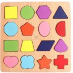 Trinkets & More Shape Puzzles Game Learning Board Montessori Toys Peg Puzzle Geometric Colour Matching for Toddlers Preschoolers Early Educational 2+ Years (8x8 Inches)