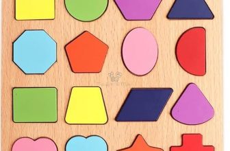 Trinkets & More Shape Puzzles Game Learning Board Montessori Toys Peg Puzzle Geometric Colour Matching for Toddlers Preschoolers Early Educational 2+ Years (8x8 Inches)