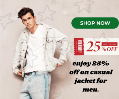 enjoy 25% off on casual jacket for men.