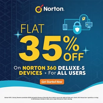 Flat 35% OFF On Norton 360 Deluxe 5 Devices For All Users