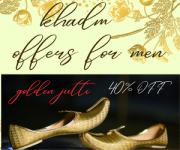 Khadim GET 40% OFF Gold Mojari Jutti Ethnic Shoe for Men