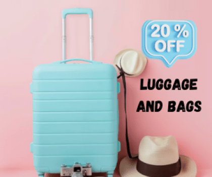 Get up to 20% on luggage and bags.