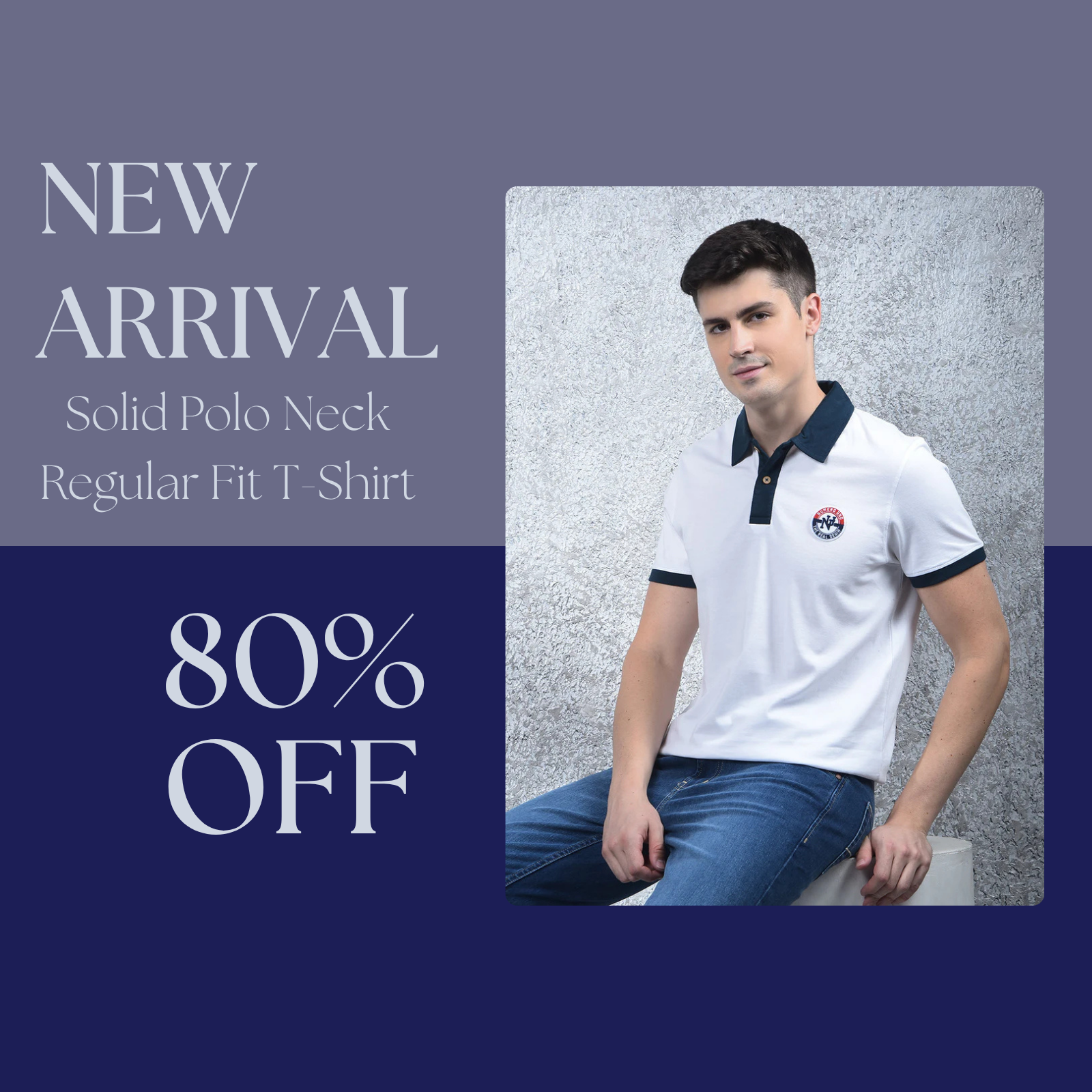 Mega Sale - Solid Polo Neck Regular Fit T-Shirt - 50% OFF