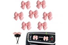 7Pcs Car Decor Cute Pink Bow Car Air Vent Clip-On car Perfume Diffusers