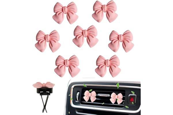7Pcs Car Decor Cute Pink Bow Car Air Vent Clip-On car Perfume Diffusers