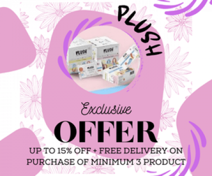 Plush Extra 15% OFF On Minimum Order Of 3 Products + Free Delivery