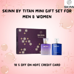 Skinn by Titan Mini Gift Set for Men and Women with assorted mini perfume bottles in an elegant gift box
