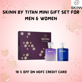Skinn by Titan Mini Gift Set for Men and Women with assorted mini perfume bottles in an elegant gift box