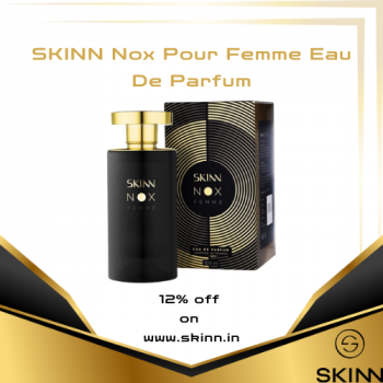SKINN Nox Pour Femme Eau De Parfum for women in a sleek, elegant bottle with a bold and luxurious look