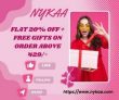 NYKAA FLATE 20% OFF!!+FREE GIFTS ₹ 429+