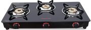Butterfly Smart Glass 3 Burner Gas Stove, Black, Best Offer & Discount