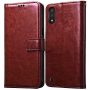 Solimo Flip Leather Mobile Cover (Soft & Flexible Back case) for Samsung Galaxy M01 (Brown)