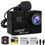 CASON CN10 4K 60fps HD 24MP Action Camera for Vlogging with EIS Anti Shake Touch Screen Action Camera with External Mic, 2 x 1350 mAh Battery,Remote and Accessories Kit (Black)