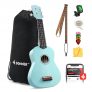 Donner Soprano Ukulele for Beginner 21 Inch Matte Ukulele Beginner Kit with Bag Strap Tuner Strings Picks Cloth, Free Online Lessons, Holiday Christmas & Birthday Gift Cyan Blue15% Off Coupon Code & Discount Updated on Amazon