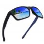 JIM HALO Polarized Sports Sunglasses Mirror Wrap Around Driving Fishing Men Women (Color:-Black / Polarized Blue)-Pack of 1