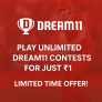 Play Unlimited Dream11 Contests for Just ₹1 – Limited Time Offer!