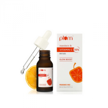 Plum 15% Vitamin C Face Serum with Mandarin for Glowing Skin with Pure Ethyl Ascorbic Acid