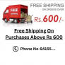 Free Shipping On Purchases Above Rs 600