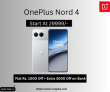 Oneplus Nord 4- Flat Rs. 1000 Off + Extra 3000 Off on Bank