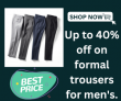 peter england discount: Up to 40% off on formal trousers for men’s.