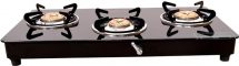 Butterfly Smart Glass 3 Burner Gas Stove, Black, Manual Ignition