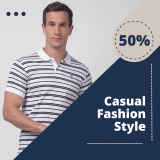 Numero Uno White & Black Striped Polo Neck T-Shirt  In 50% off