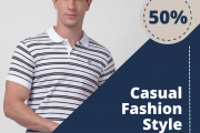 Numero Uno White & Black Striped Polo Neck T-Shirt  In 50% off