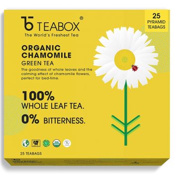 Only leaf 100% natural chamomile green tea | Tea-box chamomile green tea bags 25 bags | stress relief and good sleep