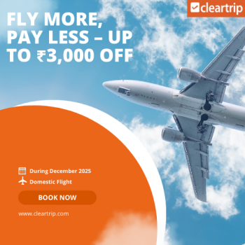 Cleartrip -Get up to ₹3,000 off on Air India Domestic Flight Booking