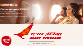 Air India flights - Get Up to Rs. 2000 Off with ICICI Bank Cards