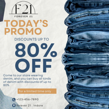 "Forever 21 - Today's Promo Discount upto 80% off"