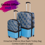 zouk - Himachal Chevron Blue Raahi Trolley Bag Combo